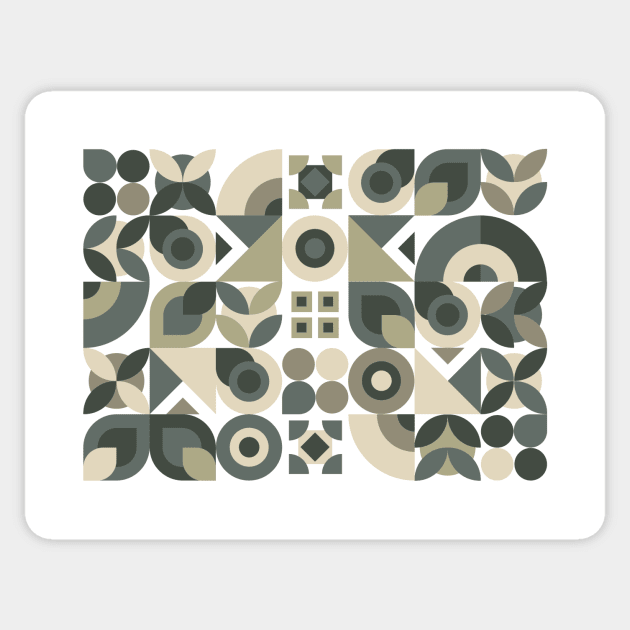 Abstract Geometric Pattern in Greys and Green Sticker by So Young So Good